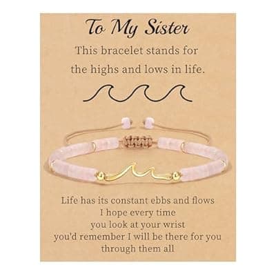 [Sistble] Sistble Mothers Day Gifts for Women, Wave Bracelet Inspirational Gifts Natural Stone Beaded Bracelets Life Is Tough Cheer Up Spiritual Thoughtful Get Weel Gift Birthday Summer Beach Jewelry