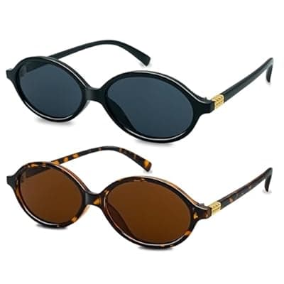 [Chiseyhue] Chiseyhue Retro Oval Sunglasses for Women 90s Cute Designer Trendy