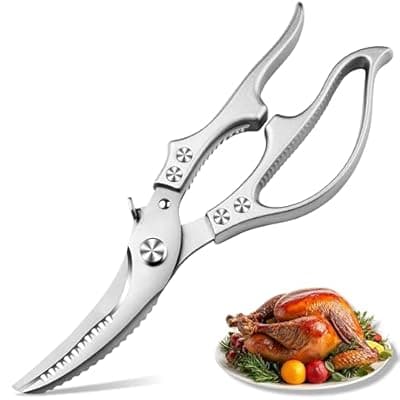 [Plys] Poultry Shears, Kitchen Scissors for Food, All Purpose Heavy Duty for Chicken Wing/Thigh/Bone, Meat, Quail, Fish, Turkey, Vegetables, Stainless Steel Cooking Aid Scissors, Dishwasher Safe