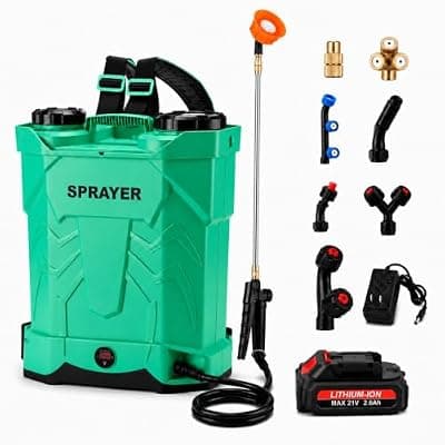 [iCapeson] Battery Powered Backpack Sprayer 5.3 Gallon, 21V Electric Garden Sprayer with 100 PSI, 8 Nozzles, Stainless Steel Wand, Up to 30FT Horizontal Reach with Brass Jet Nozzle