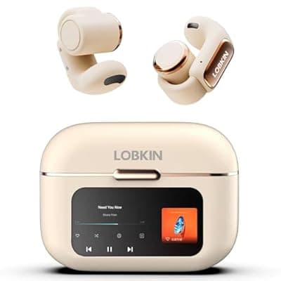 [LOBKIN] LOBKIN Open Ear Earbuds Clip On Headphones Wireless Bluetooth 5.4 Adaptive S10 S9 Tablets (White) (White)