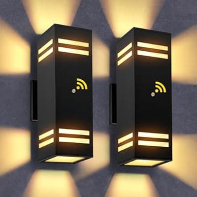 [MZLITI] MZLITI Dusk to Dawn Outdoor Wall Light 2 Pack, Modern Exterior Lighting Fixtures for House, Black Outdoor Sconce Lights with LED Bulbs, Up Down Lights, Outside Garage Lights for House, Porch, Door