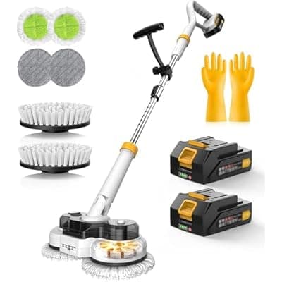 [qimedo] qimedo 800RPM Cordless Electric Mop, 6000mAh Battery Electric Power Scrubber & Mops for Floor Cleaning, Best Automatic Spin Mops with Smart Display,Rotating Mop with LED Light & Water Spray