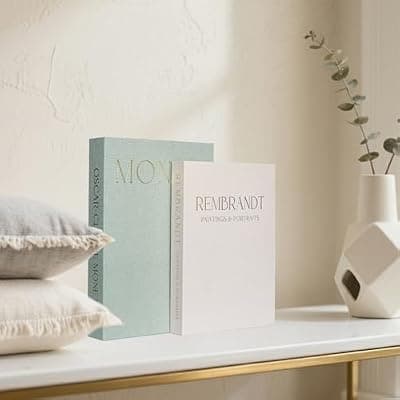 [Sinoetron] Sinoetron Decorative Books for Home Decor - Faux Decor Book Storage Box for Decoration - Set of 2 Linen Fake Book
