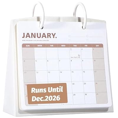 [bibiage] Bibiage Small Desk Calendar 2026 Jan to Dec, Monthly Flip Calendar for Desk with to Do List, Cute Desk Decor, Standing Calendar for Home School Office Supplies, 7" x 6.5", White