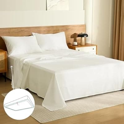 [CieloCloud] 100% Egyptian Long-Staple Cotton Queen Bed Sheet Set with Drawstring and 360°Elastic for Tight Fit, 4PCS 1000TC Bedding Sheets Set, Luxury Soft and Comfort, Deep Pocket Fits 8" to 17" Mattress