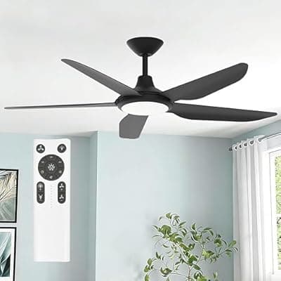 [Pinstyle] Pinstyle 52 Inch Large Outdoor Ceiling Fans with Lights, High CFM Waterproof Blades for Covered Patio, 9 Speed Remote Control Dimmable LED Light, Angled Mount Easy Install