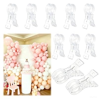 [ElfBello] 10 Pcs Balloon Arch Clips - Clear Strong Grip Clips for Balloon Arch Backdrop, 1.8 Inch Wide Opening, Reusable Balloon Spring Clamps for Arch Stand Garland Wedding Birthday Baby Shower