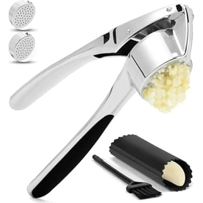[liboyixi] Professional Garlic Mincer Tool - Easy-Squeeze, Easy-Clean with Soft, Ergonomic Handle - Silicone Garlic Peeler & Brush