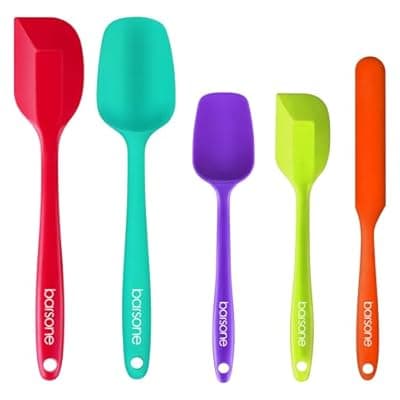[barsone] Barsone 5-Piece Silicone Spatula Set - Heat Resistant 446°F Food Grade BPA Free, Nonstick Cookware Safe Dishwasher Safe Kitchen Tools for Baking, Cooking, Stirring, Multicolor.