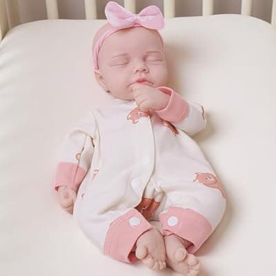 [GiggleBabble] GiggleBabble 12 Inch Full Body Silicone Reborn Baby Doll Girl - Eyes Closed - 2.4lbs Weighted Lifelike Doll - 4.5/5 Stars Vine Tested - Soft Silicone Touch & Safe Gift for Kids 3+