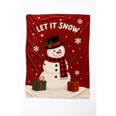 [Carastora] Carastora Christmas Snowman Flannel Holiday Blanket Measures 40x50in and is Perfect for use on The Sofa, Bed, or During picnics. Warm and Lightweight, Making it an Ideal Gift and Home Decoration.