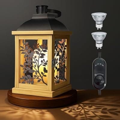 [Eodysoi] Candle Warmer Lamp, with Timer and 2 Bulbs Dimmer Farmhouse Lantern for Top-Down Adjustable Candle Warmer, Electric Lamp for Jar Candles, Auto Shut Off Home Decor Gift for Women (Handmade Wood)
