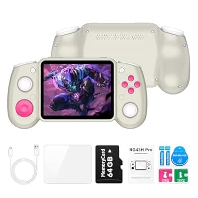 [WDYQJE] RG43H PRO Retro Handheld Game Console,4.3 Inch IPS Screen, RK3562 Quad-Core CPU,Portable Dual System,WiFi Networked Fighting HDMI TV Output,4000mAh Battery,Game Console with 64GB TF Card, Apricot