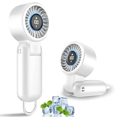 [AUIIAH] AUIIAH Handheld Fan Turbo - Portable Battery Powered Mini Hand Held Fan Rechargeable with Power Display, 5 Speeds, Personal Pocket Cooling Fans for Travel, Makeup, Outdoor, Women, Men