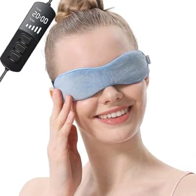 [Aroma Season] Aroma Season Heated Eye Mask for Dry Eyes, Warm Eye Compress with Flaxseed for MGD, Dry Eye Syndrome, Chalazion Blepharitis Stye Eye Treatment, Steam Moist to Unclog Glands (Blue)