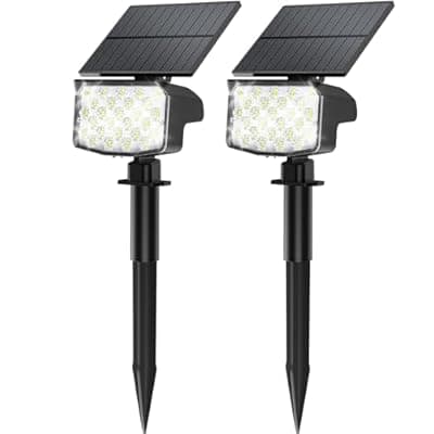 [MinPea] MinPea Solar Spot Lights Outdoor, [27 LED/2 Pack] Adjustable Solar Lights Outdoor Waterproof IP65, Solar Powered Landscape Spotlights 3 Lighting Modes for Yard Garden Outside(Cool White)