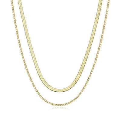 [JNZSSWHJJH] JNZSSWHJJH Gold Chain Necklace for Women - 18K Gold Plated Gold Chain Necklace Layered Herringbone Rope Snake Paperclip Chain Necklaces Dainty Gold Chain Necklace for Women Gold Jewelry Gifts