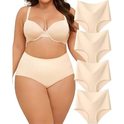 UNDER THE SEA Seamless Underwear for Women High Waisted V-shaped Back Briefs Soft No Show Womens Panties 4 Pack S-XXL