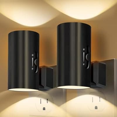 [KKUP2U] Night Lights Plug into Wall, LED Plug in Night Light, Dusk to Dawn Light Sensor, 0-100LM Adjustable Brightness Wall Light, Soft White 3000K, Dimmable Night Lights for Hallway Bedroom Stairway, 2 Pack