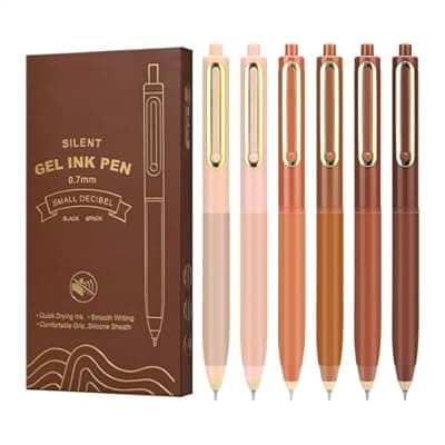 [Niodel] Niodel Gel Pens,6 Pcs Quick Drying Black Ink Medium Point 0.7mm Pens,Smooth Writing Pens with Silicone Sheath,Silent Click Pen Set for Journaling Note Taking (style_1)