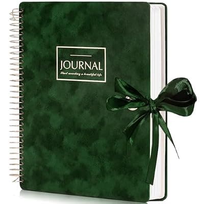 [FLYING EAGLE] FLYING EAGLE 300 Pages Thick Spiral Notebook Journaling Notebooks Vintage Velvet Journal for Women Men A4 Lined Journals for Writing with Gift Box, 8.5 x 11in, Green