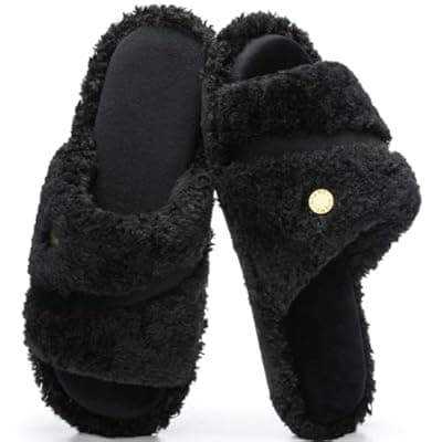 [GOEWY] GOEWY Open Toe Womens Slippers Indoor Outdoor Comfy Memory Foam Slip On House Bedroom Slides Shoes Gifts for Women Her Mom