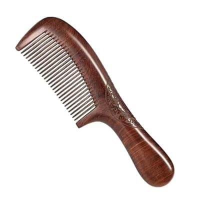 YAKUNCL Natural Sandalwood Comb - Anti Static Wooden Comb for Women, Smooth Detangling Fine Tooth Hair Comb, Portable Travel Wood Combs for Curly & Straight Hair