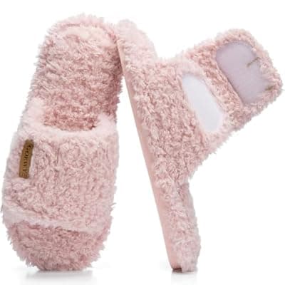 [GOEWY] GOEWY Adjustable Open-Toe Women's Slippers,Cozy House Slippers with Memory Foam Indoor Outdoor Non-Slip Cute Ladies Shoes Sandals Gifts for Women Her Mom Bridesmaid