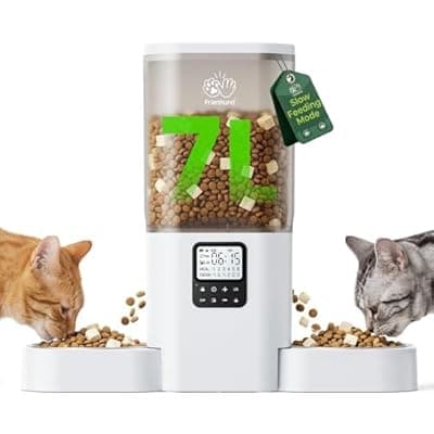 [Frienhund] Frienhund Timed Automatic Cat Feeder 2 Cats with Slow Feed: Dual Automatic Dog Feeder with Information Visualization, Programmable Auto Cat Food Dispenser for Multiple Pets,Detachable for Clean-29 Cup