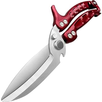 [LUPOGRIGIO] Kitchen Scissors, Poultry Shears Heavy Duty, Stainless Steel Kitchen Scissors for Turkey, Chicken, Thanksgiving, Christmas Day(Burgundy)