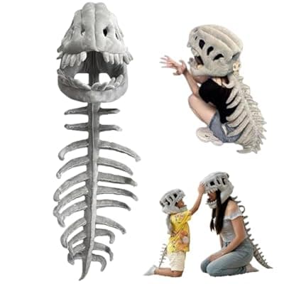 [Generic] Dinosaur Skeleton Costume – 3D Spinosaurus Skull Mask & Plush Spine for Halloween, Cosplay & Dress-Up Play