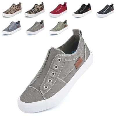 [JENN ARDOR] JENN ARDOR Womens Slip On Fashion Sneakers No Laces Comfortable Casual Low Canvas Sneakers Flats Walking Shoes