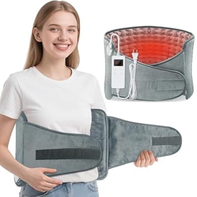 [MELCAM] MELCAM Heating Pad for Back Pain Relief, 12"x24"+20" Large Electric Heating Pad for Period Cramps with Belt, 6 Heats Levels & 4 Timers, Auto Shut Off, Machine Washable, Gifts for Women Men Mom Dad