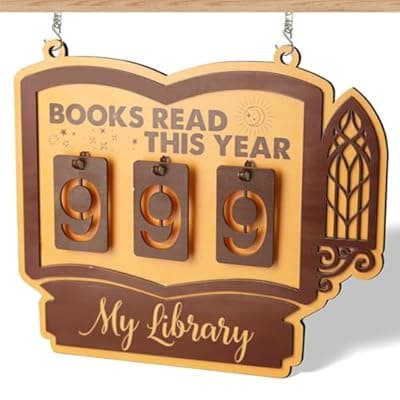[RULAIHONG] Books Read This Year Counter Sign, Book Shelf Decor, Book Lover Gifts for Women, Wooden Reading Tracker, library Decor for Home, Gift for Readers, Teachers, Librarians (Dark brown 2)