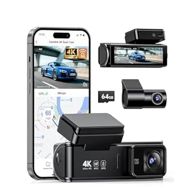 [CamNim] 4K Dash Cam Front Rear:Dual Dash Camera for Car, 5GHz/2.4GHz Wi-Fi GPS Dashcam with Loop Recording 24H Parking Monitor Night Vision G-Sensor 170° View Angle APP Control and 64GB Card Gift