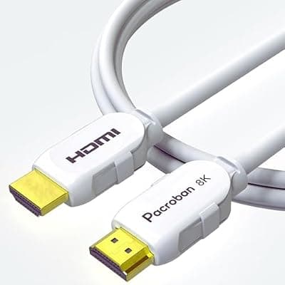 [Pacroban] Pacroban HDMI 2.1 Cable 30ft White – 8K 60Hz / 4K 120Hz, eARC, CL3 in-Wall Rated, Smooth PVC HDMI Cable for TV, Soundbar, PS5, Projector (Hyperfast White)
