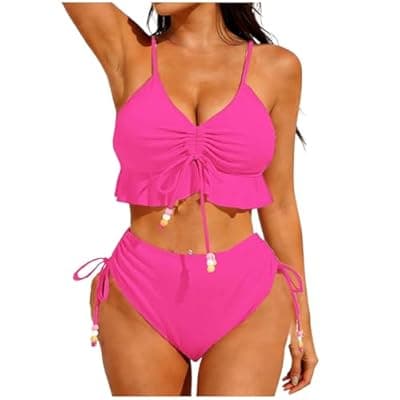 [LIKEOULI] LIKEOULI Bikini Sets for Women Solid Color Strap Bikini Off-Shoulder Swimsuit Set 2026