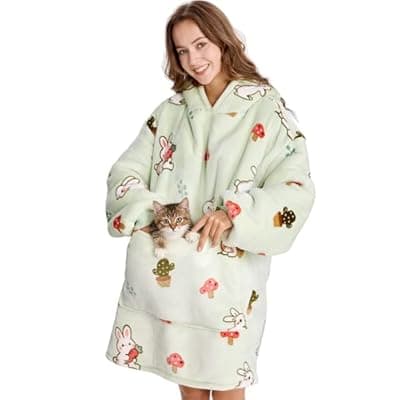 [Aemilas] Aemilas Wearable Blanket Hoodie - Warm Sherpa Blanket Sweatshirt as Gifts for Adult Women Mom Men, One Size Fits All