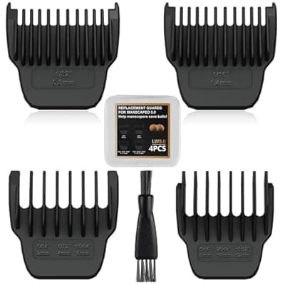 [Stovast] 4 Pack Guards for Manscaped Lawn Mower 5.0 - Adjustable Lawnmower 5.0 Trimmer Guards with Brush and Organizer, Waterproof Guide Comb Replacement for Manscaped 5.0 Ultra Attachments, 1/32" to 15/32"