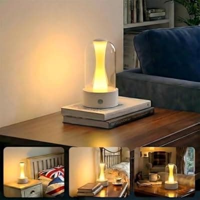 [YITGOG] YITGOG Rechargeable Bedside Lamps with 3 Way Dimmable - Portable Touch Control LED Table Lamp for Living Room Bedroom, Good Gift for Boys and Girls, Glass Lamp for Home or Office Decoration -White