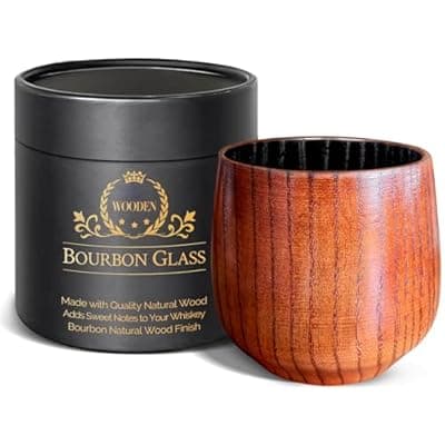 12oz Charred Wooden Bourbon Drinking Glass, Bourbon Gifts for Men - 12 Oz Charred Wooden Old Fashioned Glass Whiskey Tumbler | Birthday Whiskey Gifts for Men, Dad or Brother | Original Bourbon Tumbler
