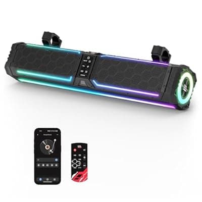 [KEMIMOTO] KEMIMOTO Midnight 70Gen2 28-inch 8 Speaker UTV Sound Bar, IP66 Water Resistant Golf Cart Sound Bar Speaker System with RGB, SxS Soundbar Compatible with Polaris RZR Can-Am