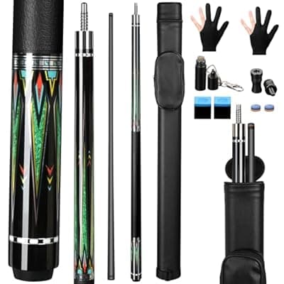 [AKLOT] AKLOT Carbon Fiber Pool Cue Stick 58", Billiard Cue Sticks 19-19.5oz, Low Deflection Billiard with 12.5mm Rainbow Tip, Professional Carbon Fiber Pool Sticks for Adults