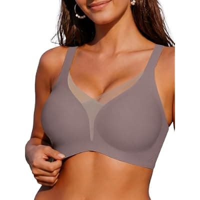 [COCOMARTS] COCOMARTS Jelly Bras for Women No Underwire Push Up Deep V Mesh Comfort T Shirt Bralette Wireless Seamless Everyday Bra