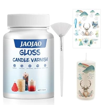 [JAOJAO] JAOJAO Candle Varnish 5.3oz Glossy Protective Lacquer for Candles, Ceramics & Crafts with Brush & Stickers