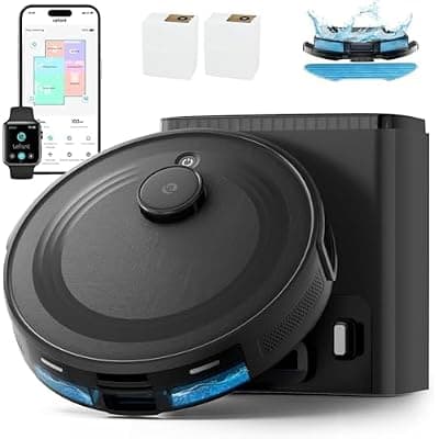 [Lefant] Lefant Robot Vacuum and Mop Combo,75-Days Self-Emptying,6000Pa Powerful Scution,Multi-Floor Mapping, No-Go Zones,140 Min Runtime,2.4G/5G WiFi/Alexa/APP/iWatch, M2 Plus Black