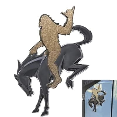 [AKLOZYX] Add-A-Squatch Emblem for Bronco,3"x4" Tailgate Overlay - Design 3D Raised SUV Accessory (Relax,Riding Horse Set, Bronze)