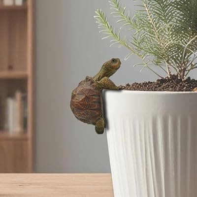 [HoiiYoza] HoiiYoza Turtle Statue Tortoise Figurine Plant Pot Hanger, Resin Cute Tortugas Ornament Desk Decor Plant Decoration Gift for Flower Pot Bonsai Planter Succulent Vase