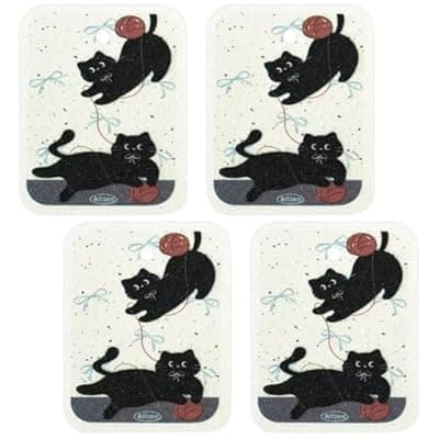 [AIQIBAO] Wood Pulp Cotton Dish Washing Kitchen Scrubber, 4 Pack Reusable Cleaning Wood Pulp Cotton Multipurpose Scratch-Free Sponges,Water Absorbent and Fast Drying,Suitable for Dishes, Fruit, Vegetable